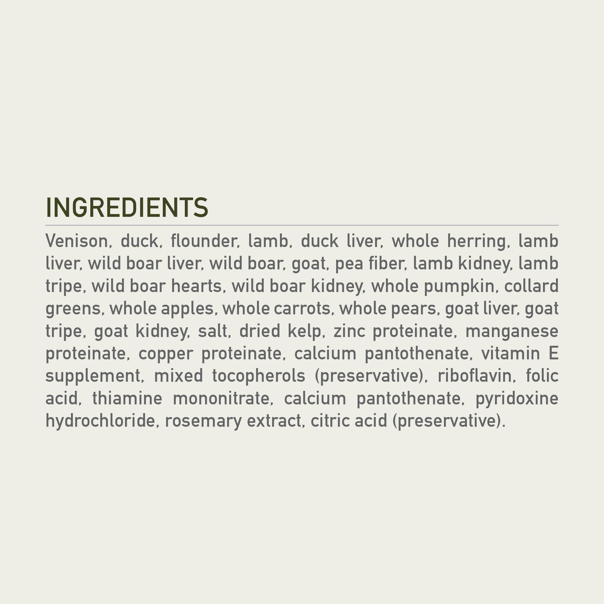 ORIJEN TUNDRA fresh refrigerated components and frozen raw ingredients depicted.