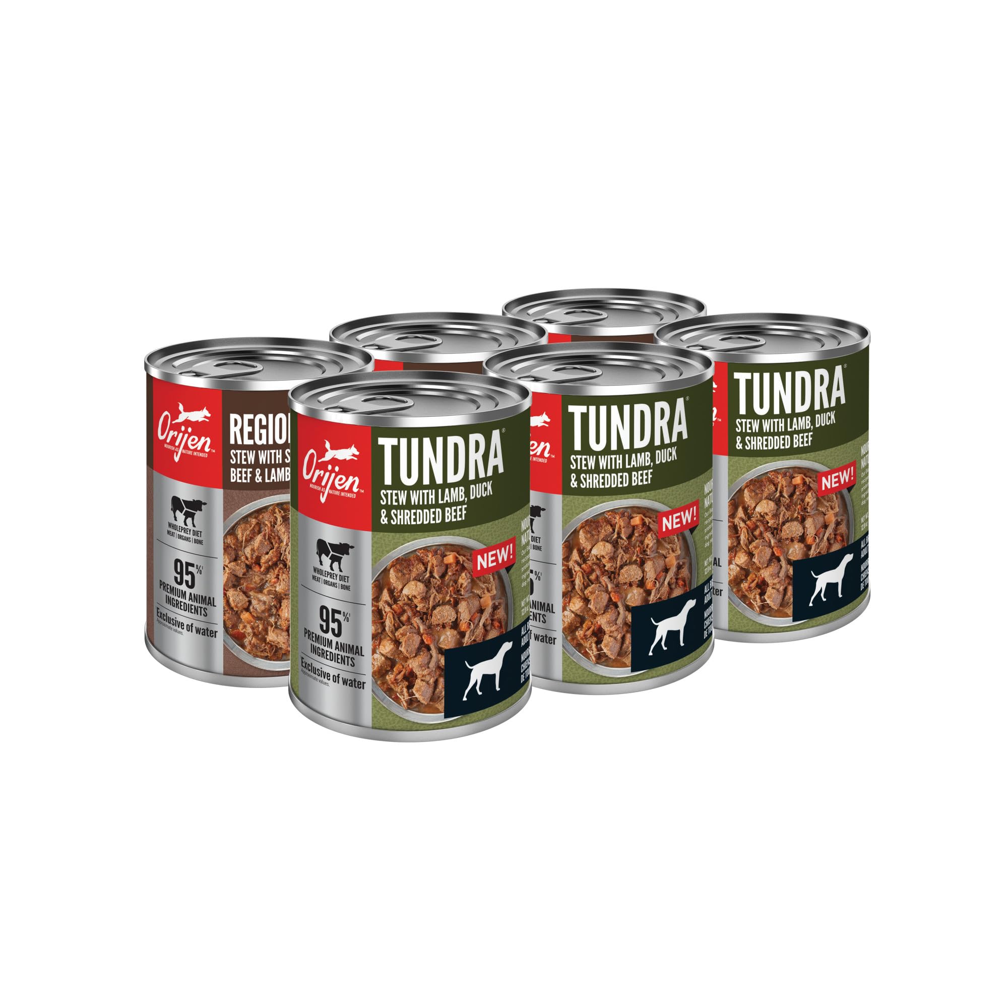Orijen Tundra wet dog food can pack with lamb, duck, and beef variety