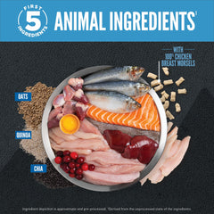 ORIJEN WholePrey ingredients with fish, organs, and bone for a complete profile.