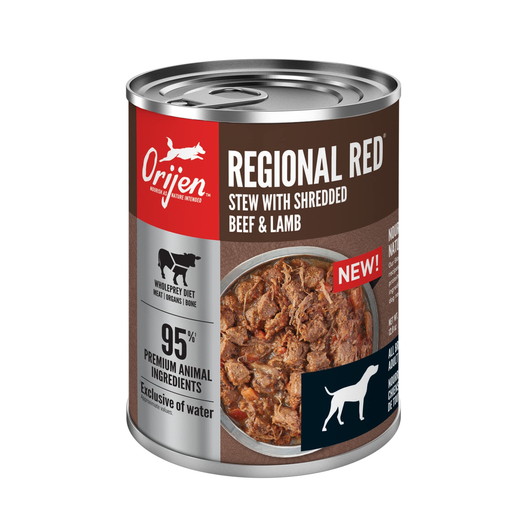 ORIJEN WholePrey ingredients close-up highlighting organs and bone for balanced nutrients.