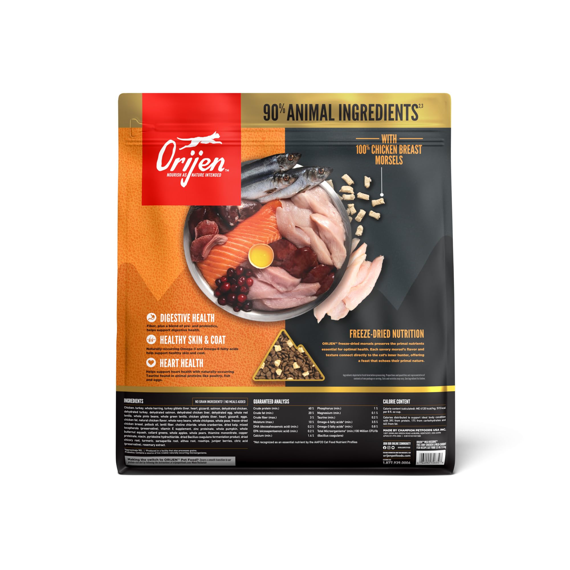 ORIJEN Wild Reserve freeze-dried shrimp morsels preserve flavor