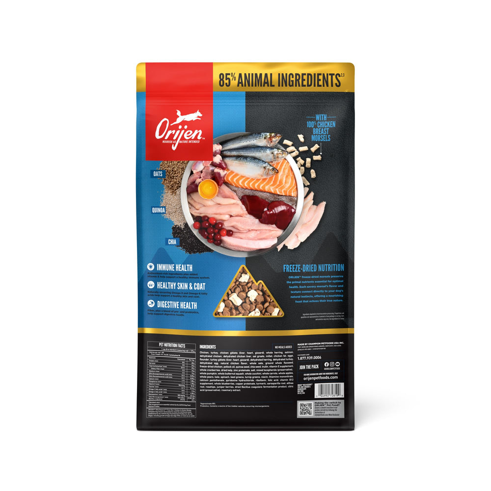 ORIJEN Wild Reserve kibble closeup showing texture for picky eaters