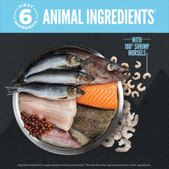 ORIJEN WholePrey ingredients including fish, organs, and bone.