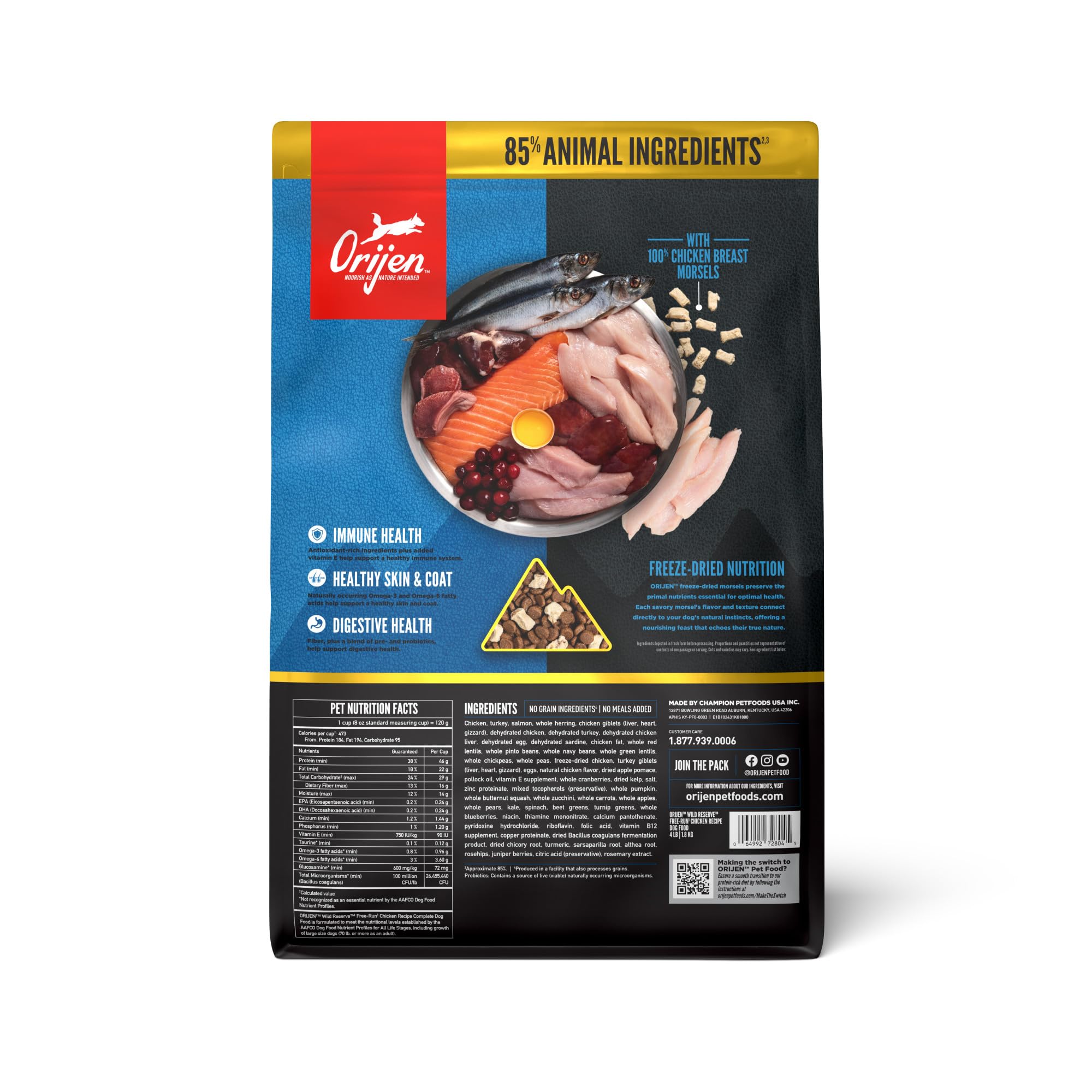 ORIJEN Wild Reserve highlights first five ingredients of fresh poultry and fish for variety
