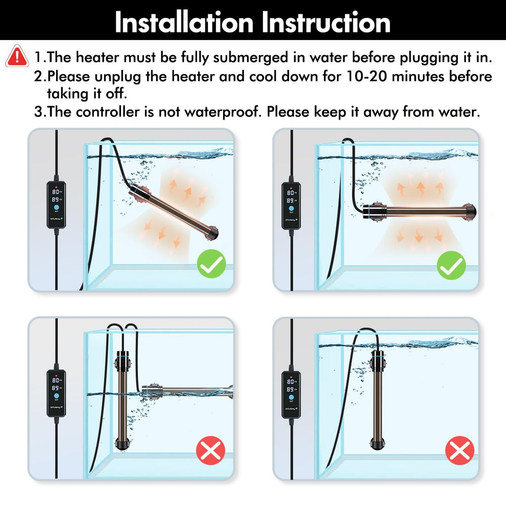 Orlushy compact 5.3-inch heater fits neatly in small tanks.