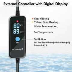 Orlushy external controller with LED display enables safe, water-free adjustments from outside the tank.