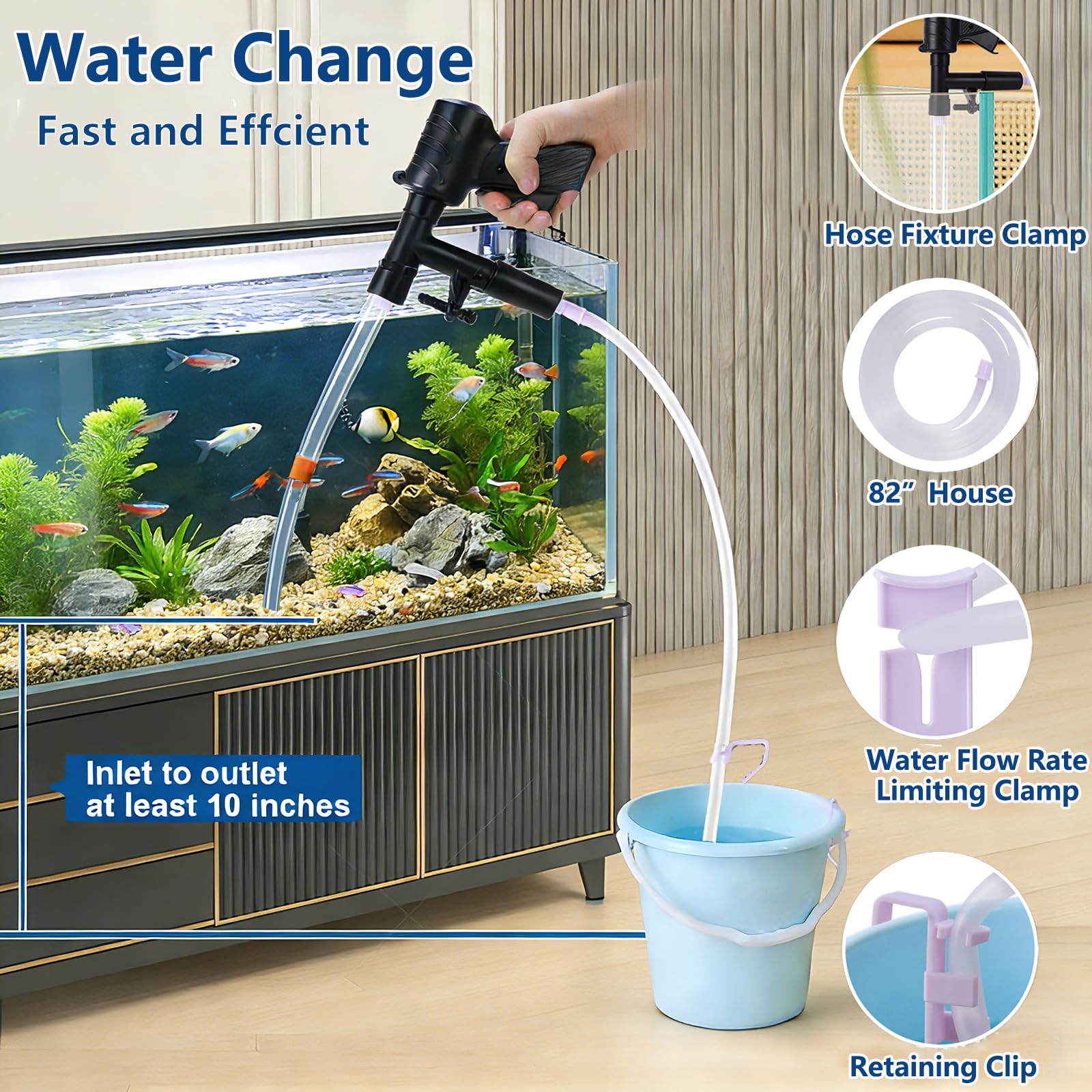 ORLYOBABE gravel vacuum cleaning substrate debris efficiently.