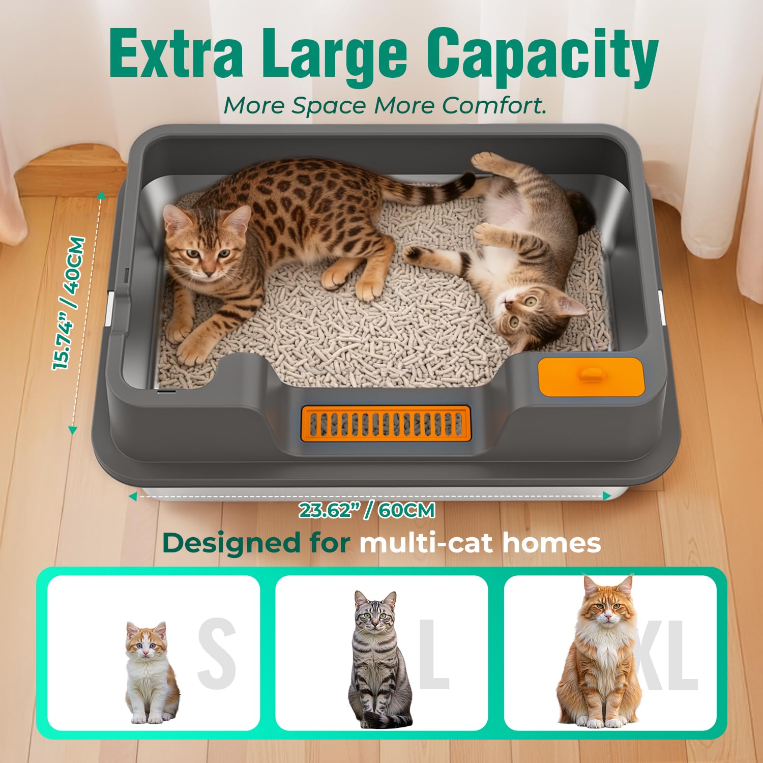 OROLEY easy-entry raised-step design for cats of all ages.