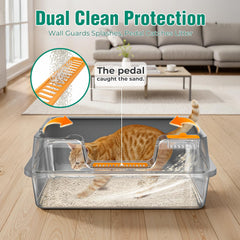 OROLEY high-sided litter box containment reduces room mess.