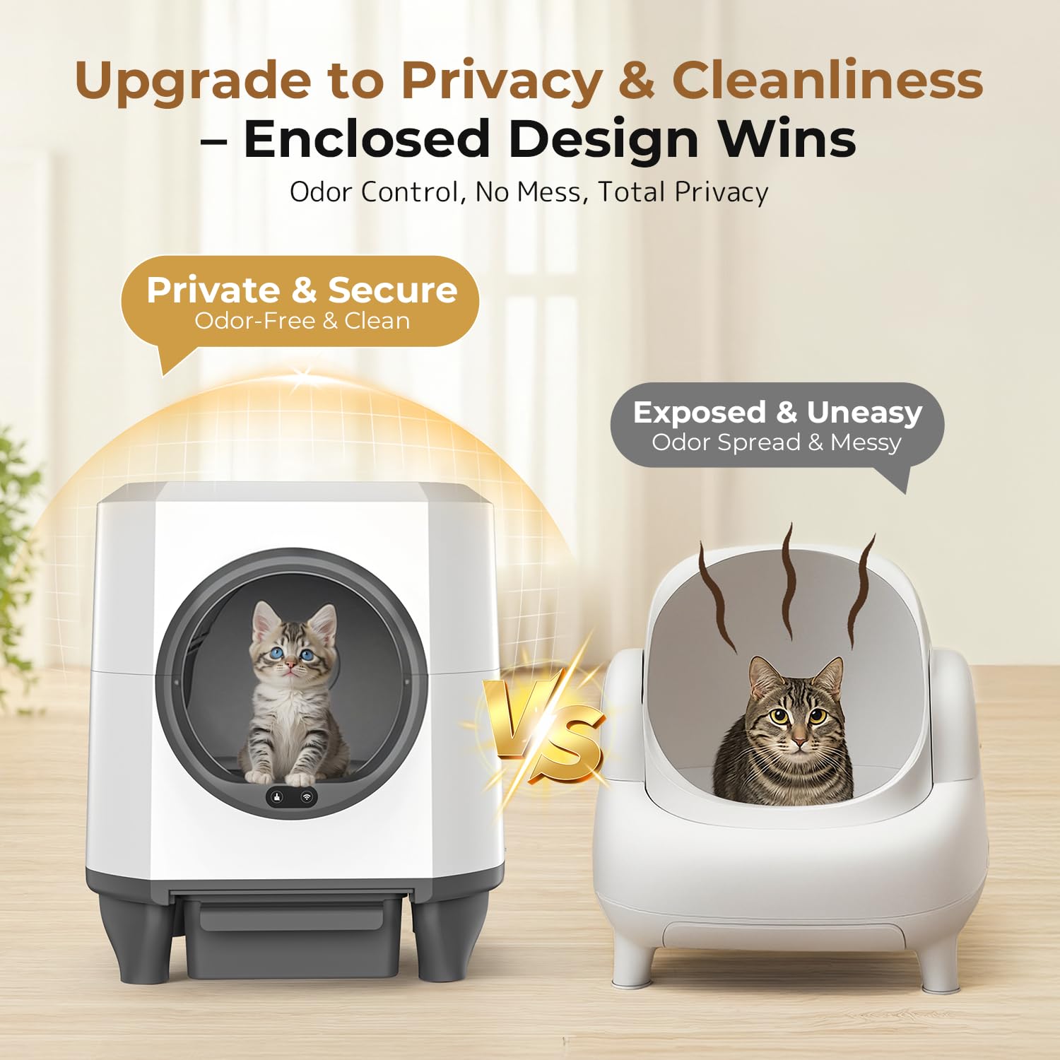 OROLEY infrared safety sensors pause functions when a cat approaches
