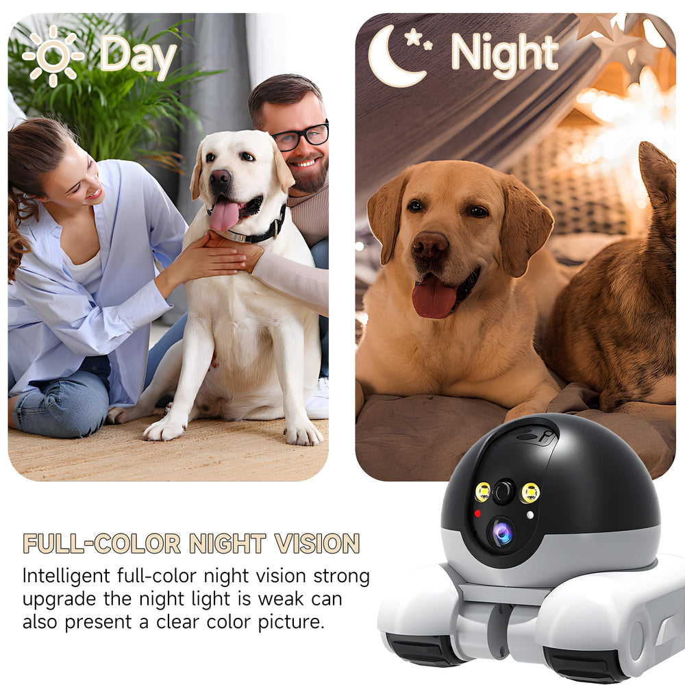OROMVO Pet Camera 360° tracking highlights motion across the room.