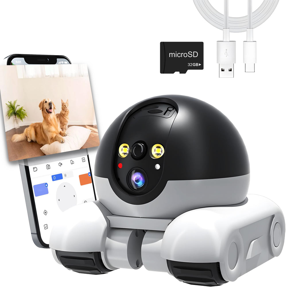 OROMVO Pet Camera front view for wide room monitoring and pet tracking.