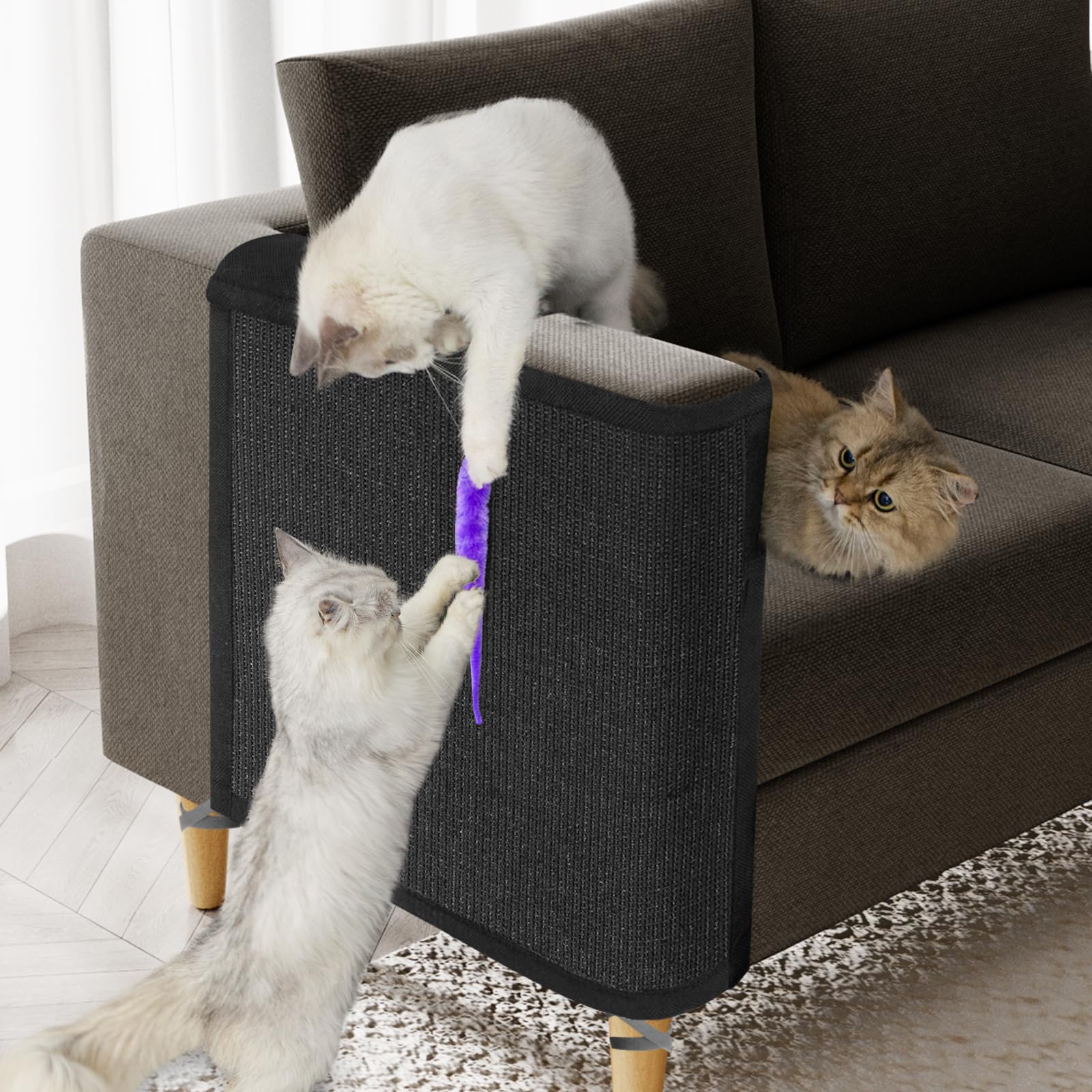 Oroonoko cat-scratch protector promotes sofa longevity by redirecting claws