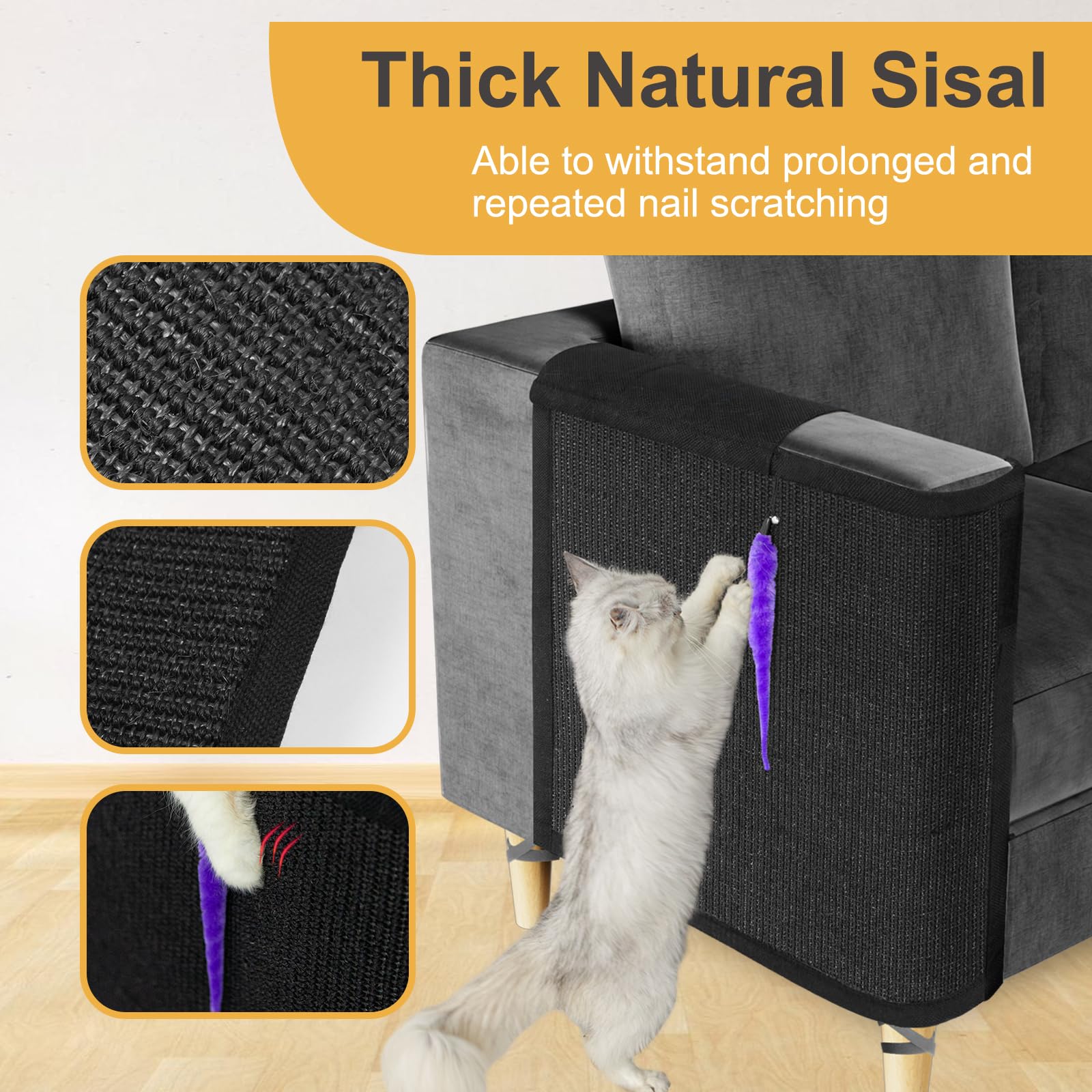 Oroonoko cat-scratch protector guards sofa armrests and channels scratching