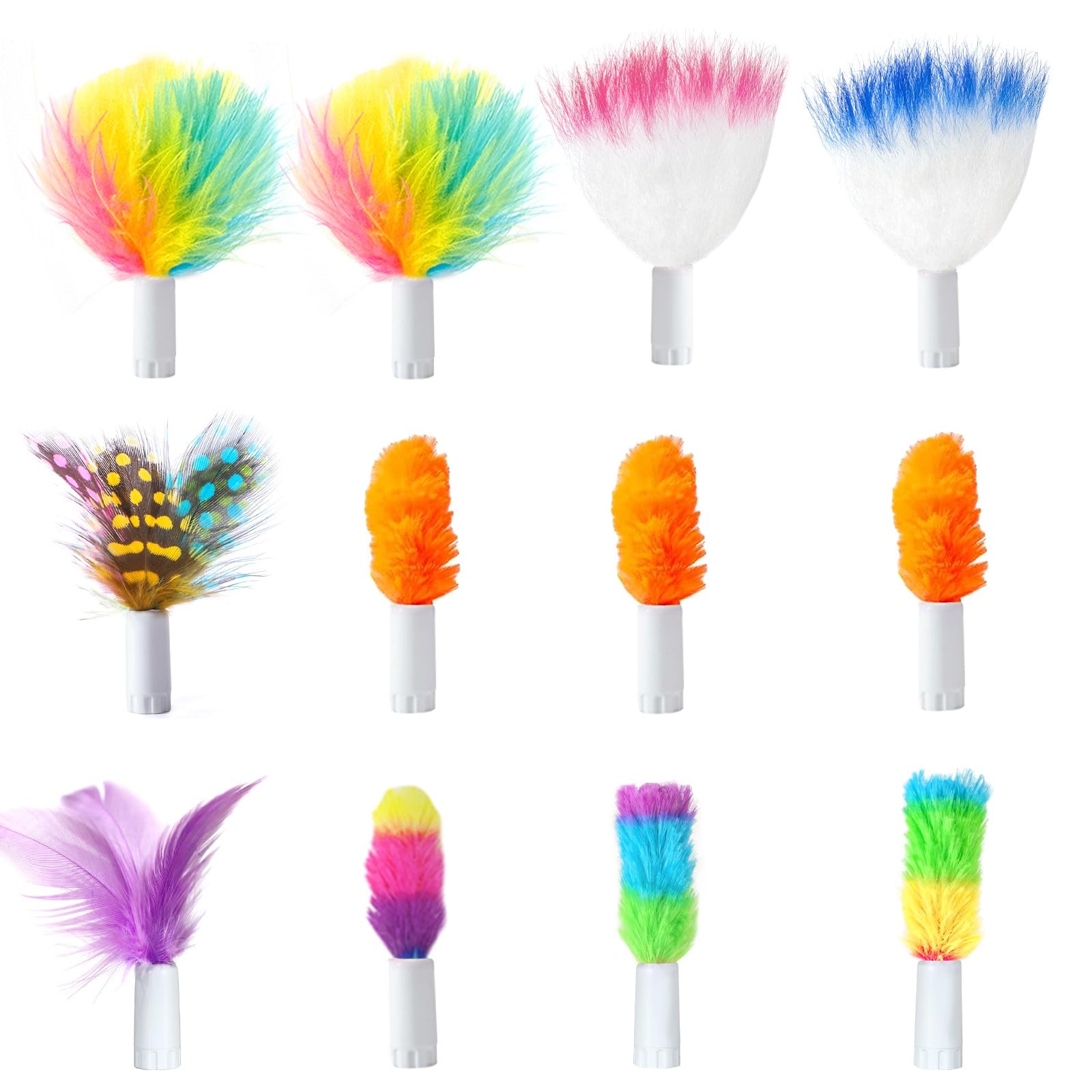 ORSDA cat feather toy attachments show varied colors for engaging play sessions