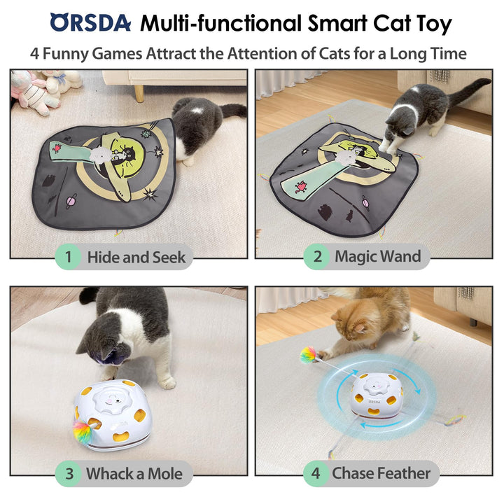 ORSDA eight-hole whack-a-mole action stimulates playful hunting.