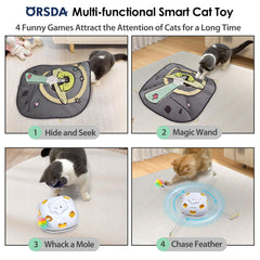 ORSDA eight-hole whack-a-mole action stimulates playful hunting.