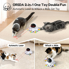 ORSDA Cat Laser Toy demonstrates 360-degree randomized laser trajectory for enhanced chasing activity.