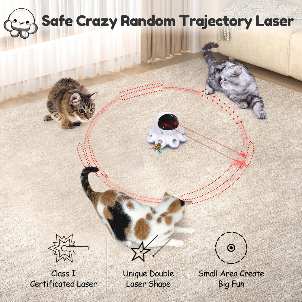 ORSDA Cat Laser Toy feathers emerge from eight holes to entice pouncing.