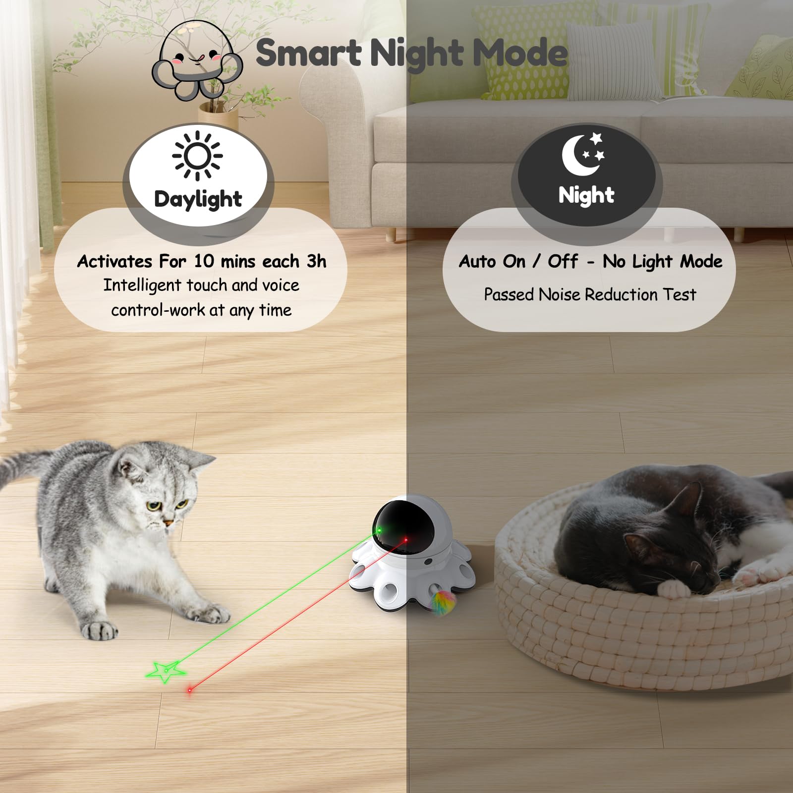 ORSDA cat laser toy USB rechargeable power for quick setup and continuous fun.