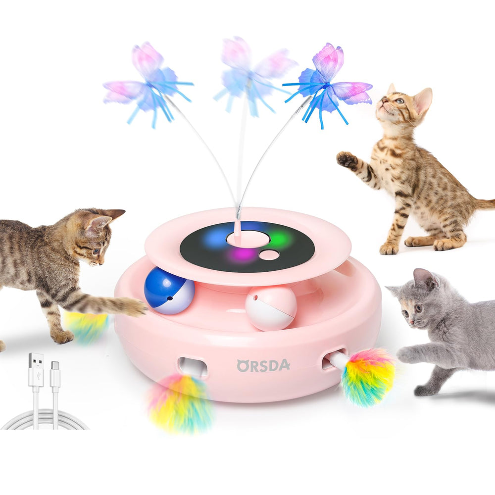 ORSDA cat toy 3-in-1 ambush-feather spins to ignite hunting play