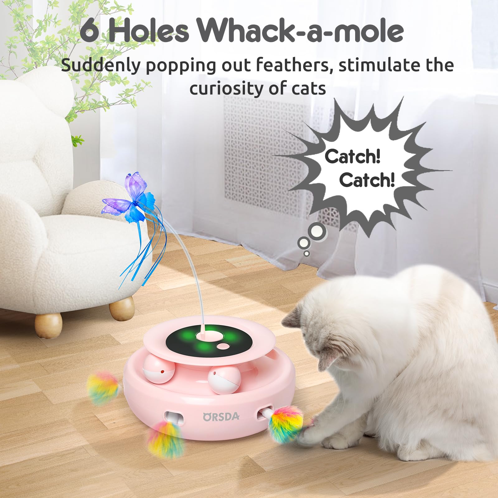 ORSDA cat toy ball-track provides safe, engaging chase for cats