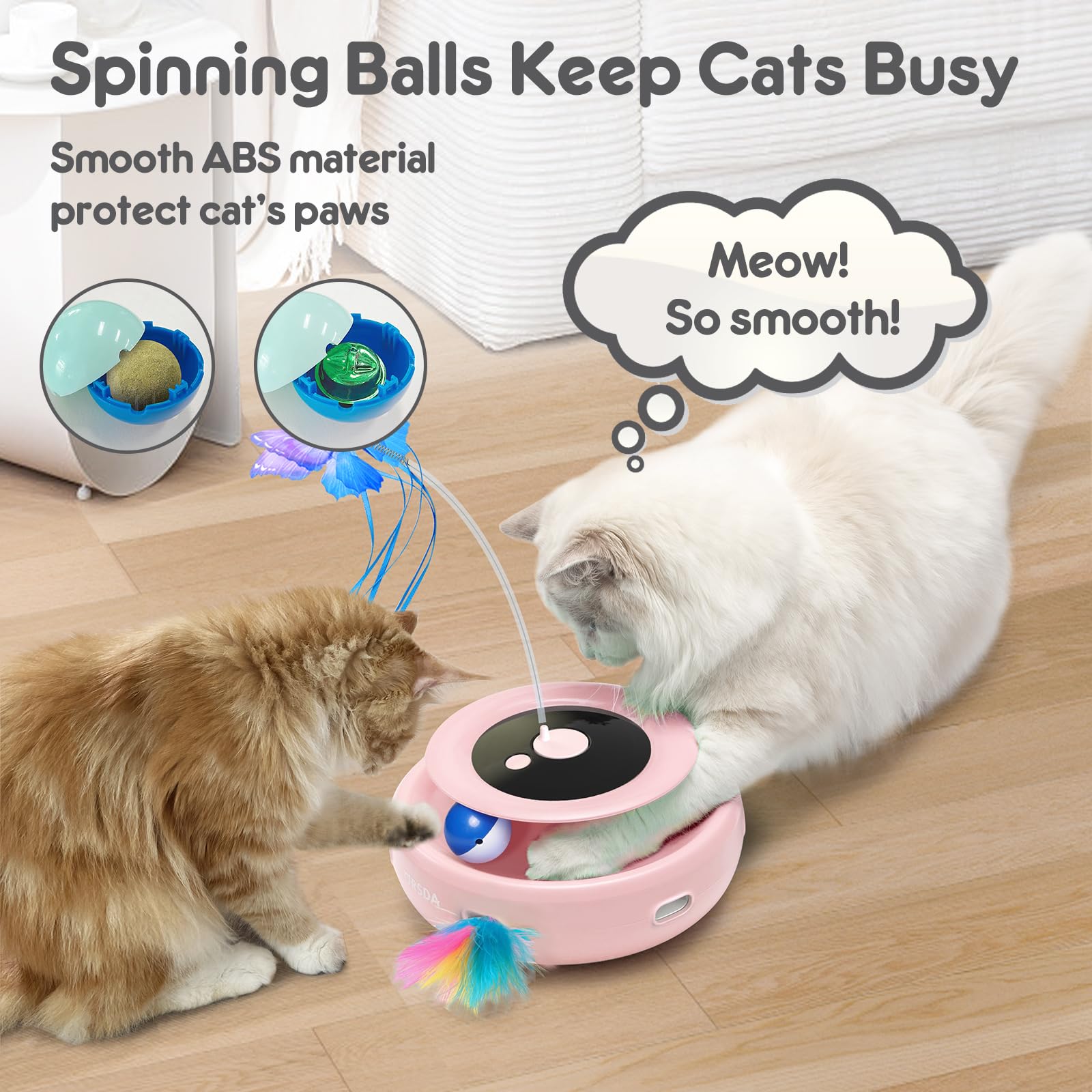 ORSDA cat toy butterfly-spinner adds fluttering action for active indoor fun