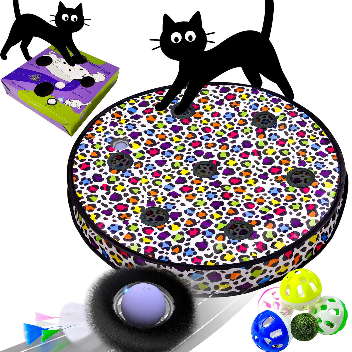 ORSDA interactive ball with 7-holes mat promotes active play for indoor cats.