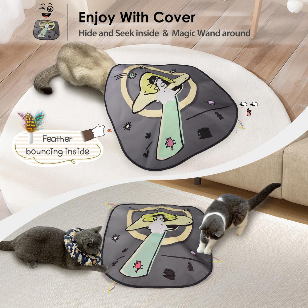 ORSDA cat toy with removable blanket for unpredictable movement play.