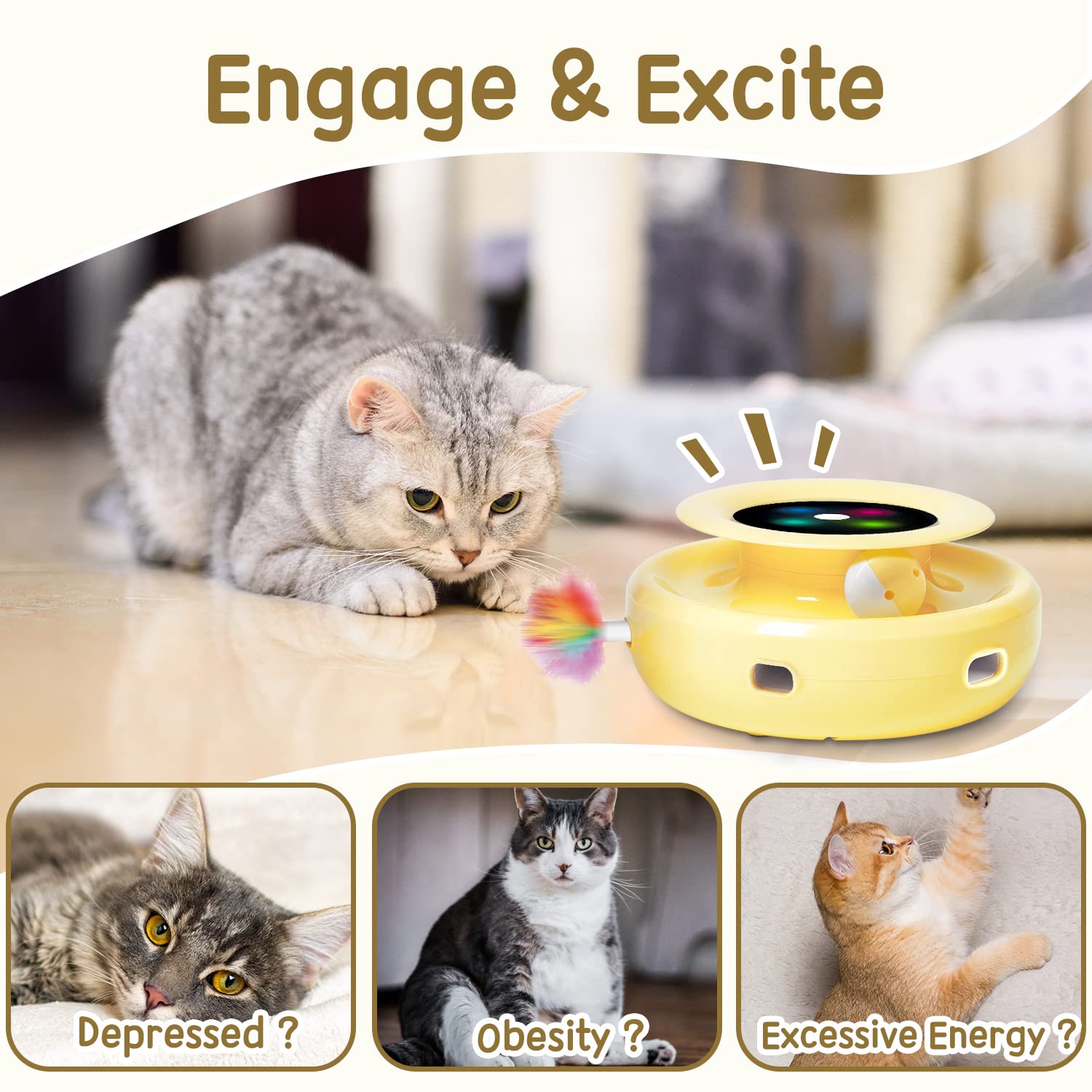 ORSDA cat toys auto-off timer helps conserve power during naps