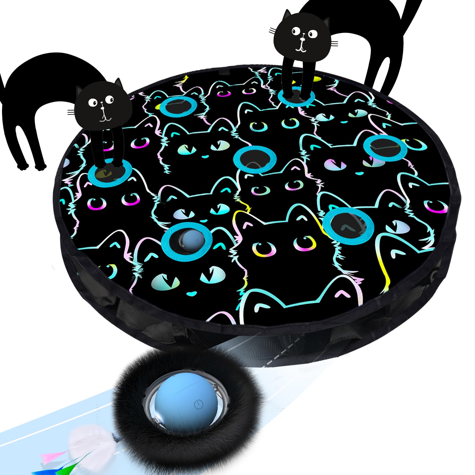 ORSDA cat toy fast rolling ball in pouch for engaging indoor play that stimulates curiosity.