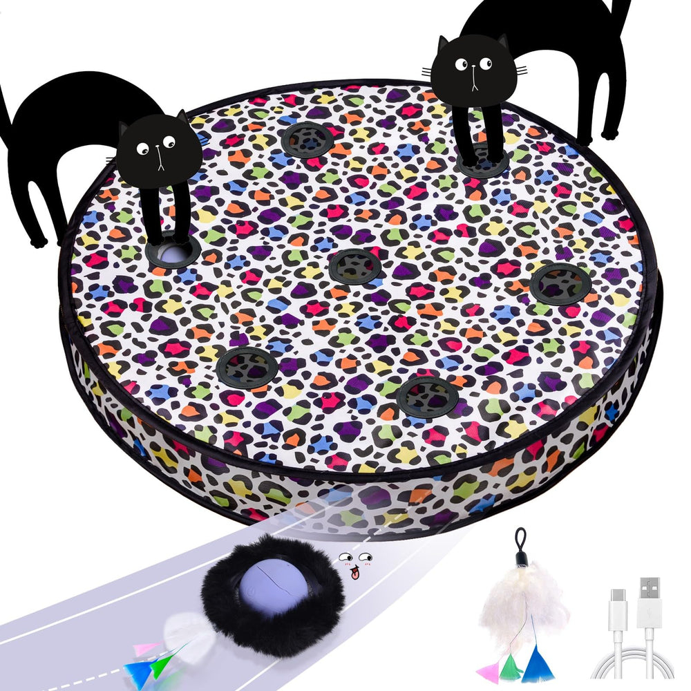 ORSDA cat toy with interactive moving ball in seven-hole maze for active engagement