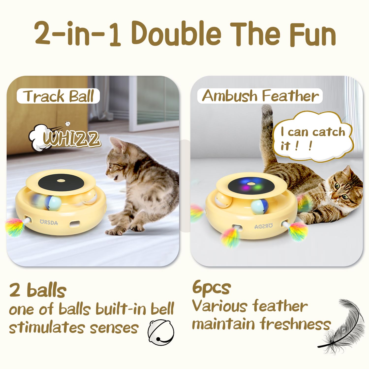 ORSDA cat toys multicolor feather attachments add variety for engaging play