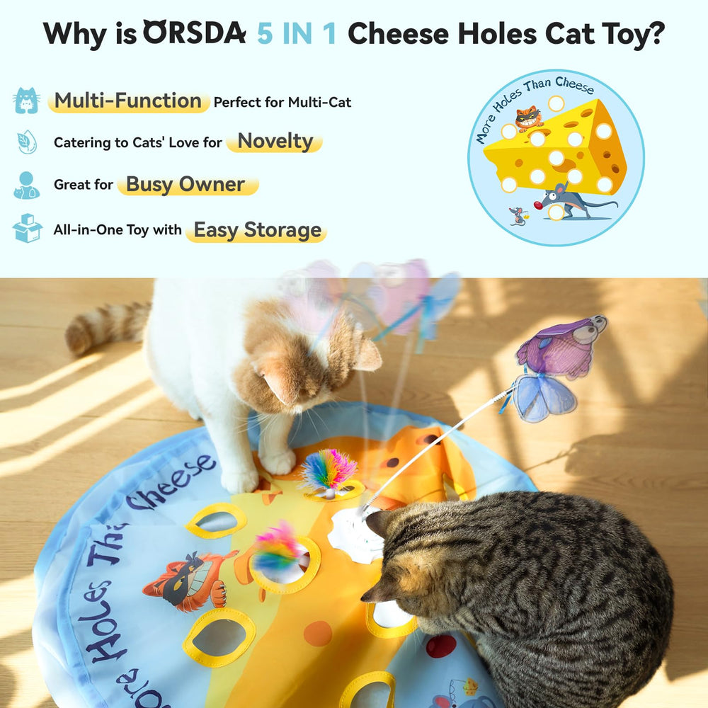 ORSDA cheese cat toy feather chase promotes active exercise indoors