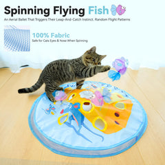 ORSDA cheese cat toy spinning fish with soft motion for engagement