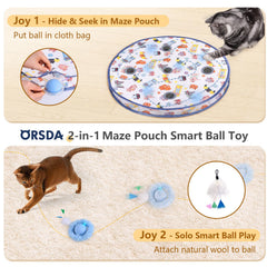 ORSDA interactive ball showing five holes enables peek-a-boo play and paw engagement.