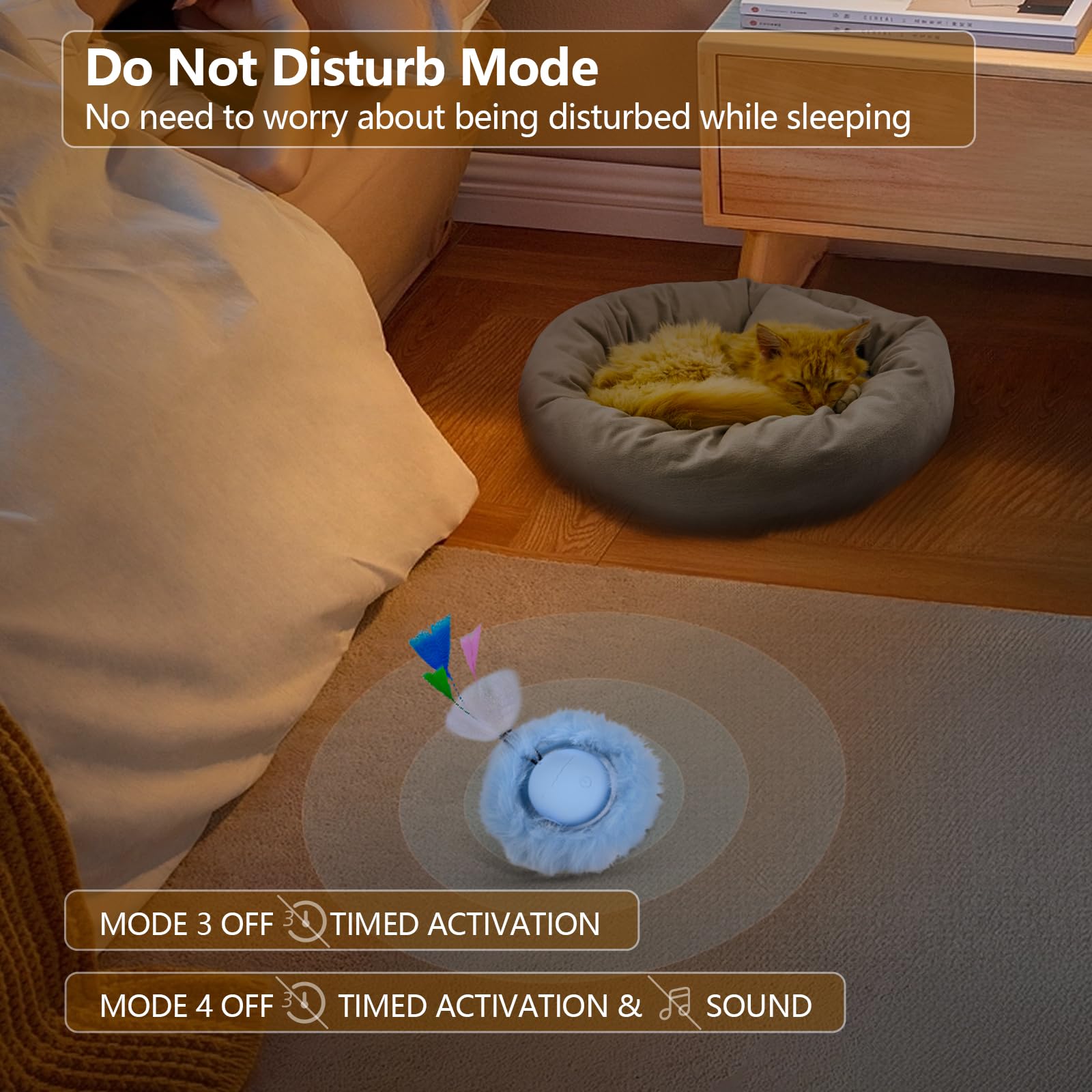 ORSDA ball quiet mode ensures peaceful nights for you and pets.