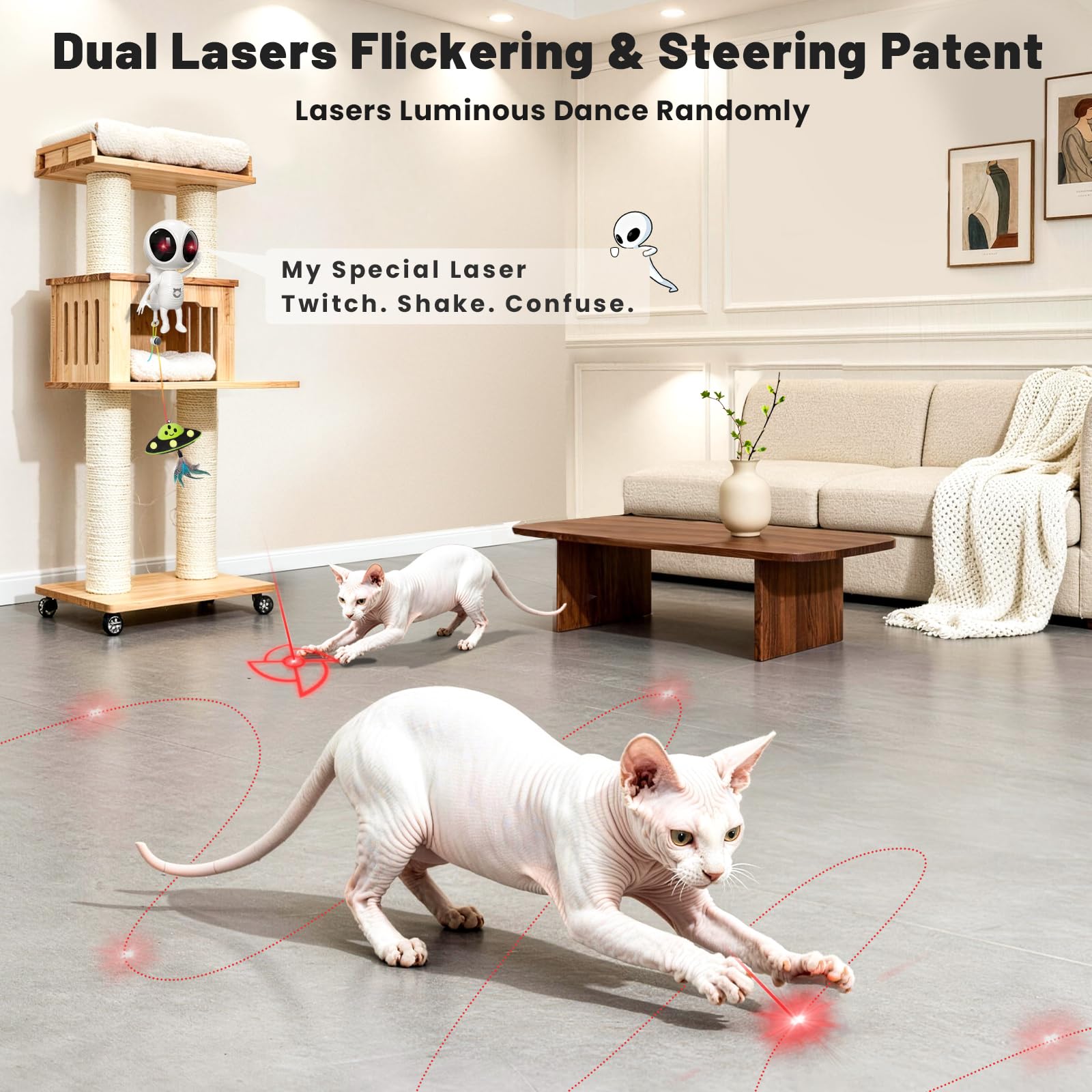 ORSDA laser cat toy motion sensor activates automatically for spontaneous play