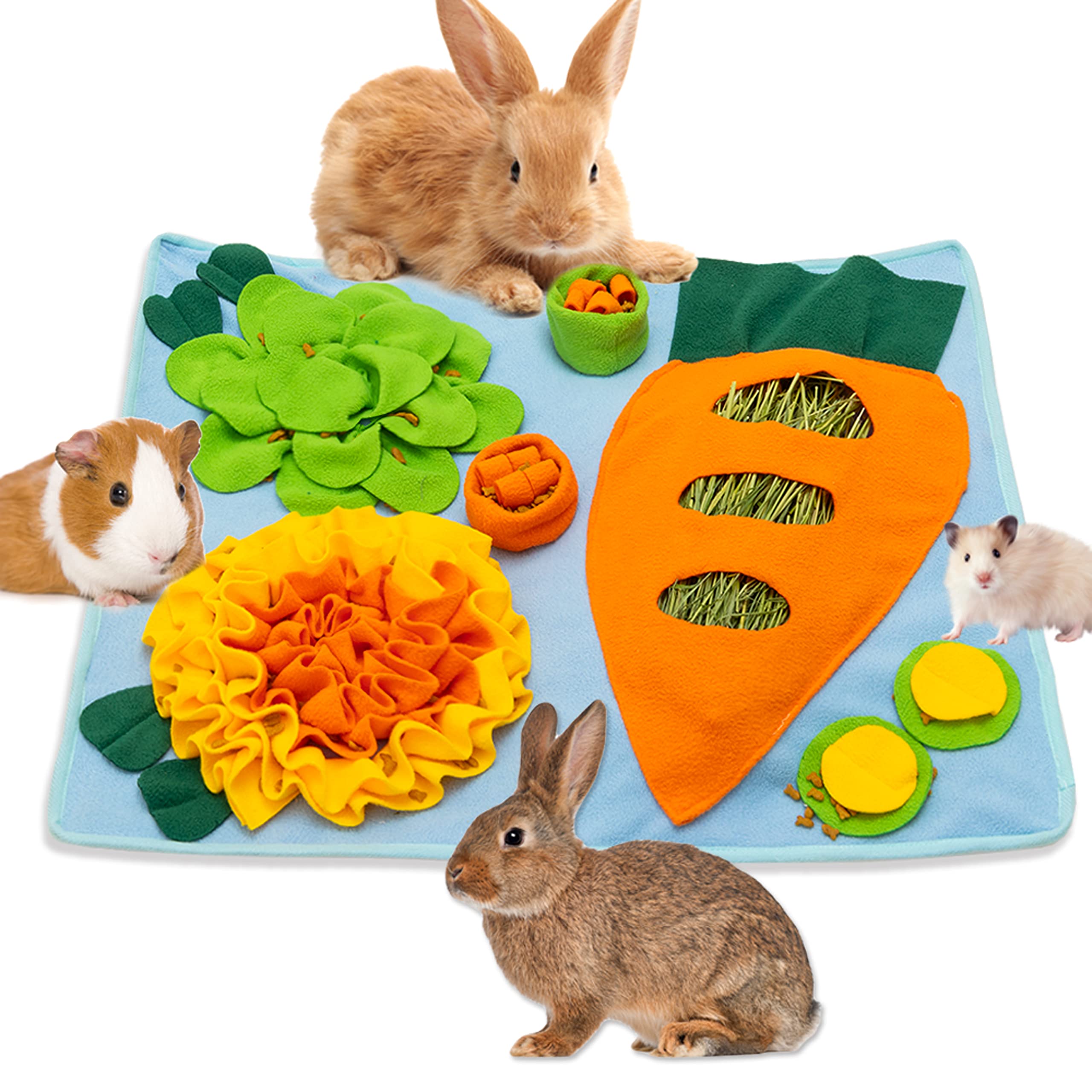 Orzechko Rabbit Hay Feeder foraging mat pattern to promote exploration and feeding time.