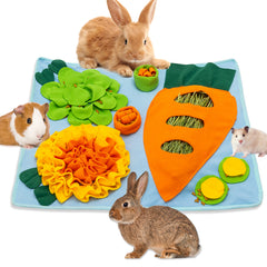 Orzechko Rabbit Hay Feeder foraging mat pattern to promote exploration and feeding time.