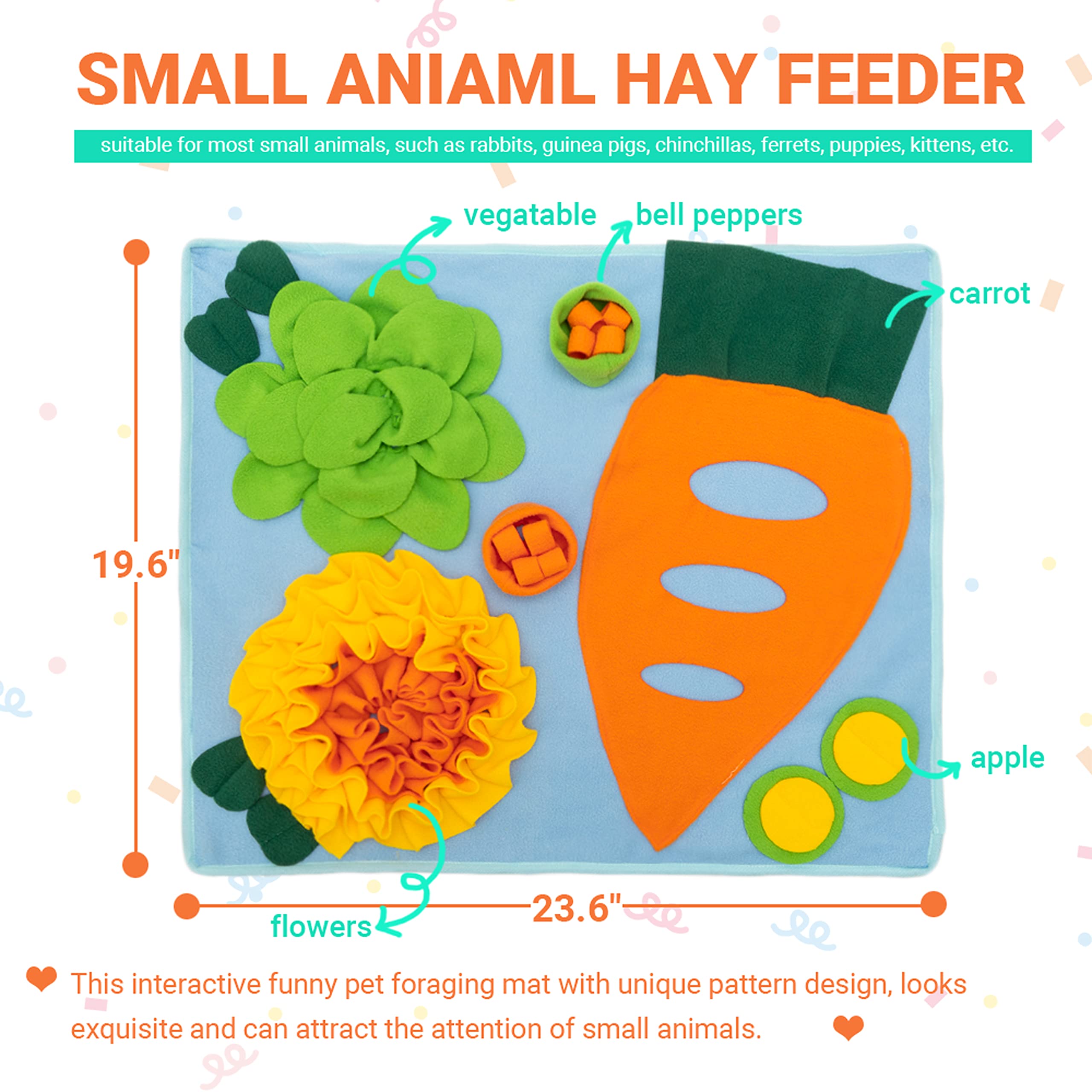 Orzechko Rabbit Hay Feeder hay storage carrot shape helps hide treats.
