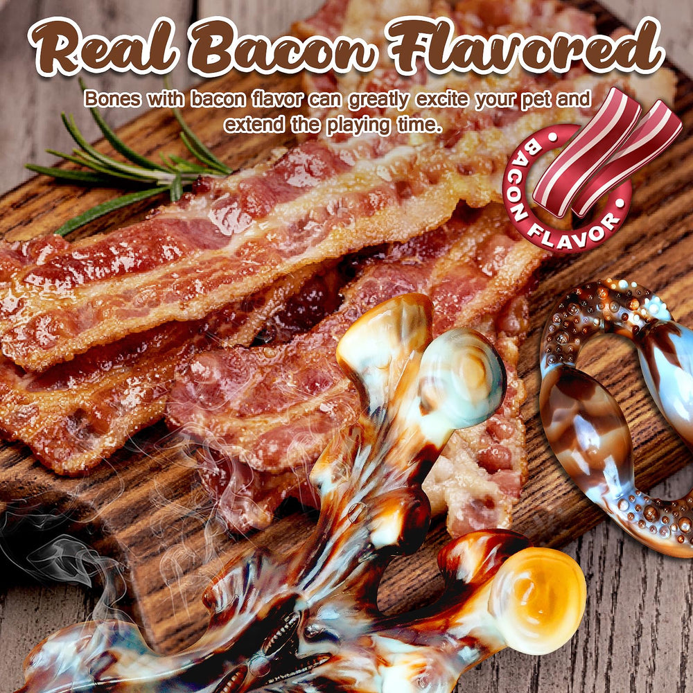 OSORD bacon flavored dog toy in close up for chewers