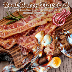 OSORD bacon flavored dog toy in close up for chewers