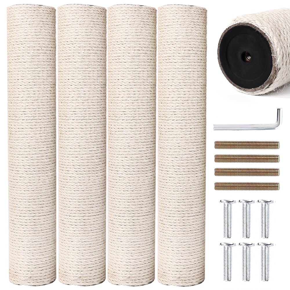 OSPNIEEK cat scratch post refill with 15.7-inch sisal pole for durable furniture protection.