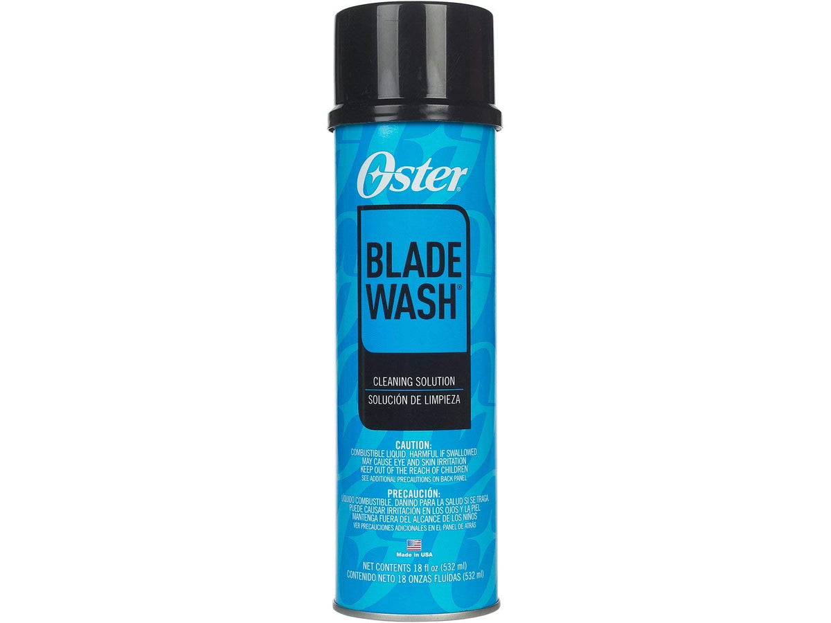 Oster Blade Wash liquid bottle pour for easy blade cleaning after grooming