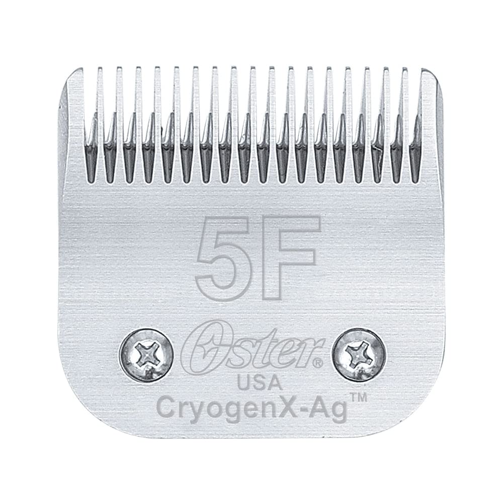 Oster CryogenX 5F blade ready for precise 1/4 inch fur trim on pets.
