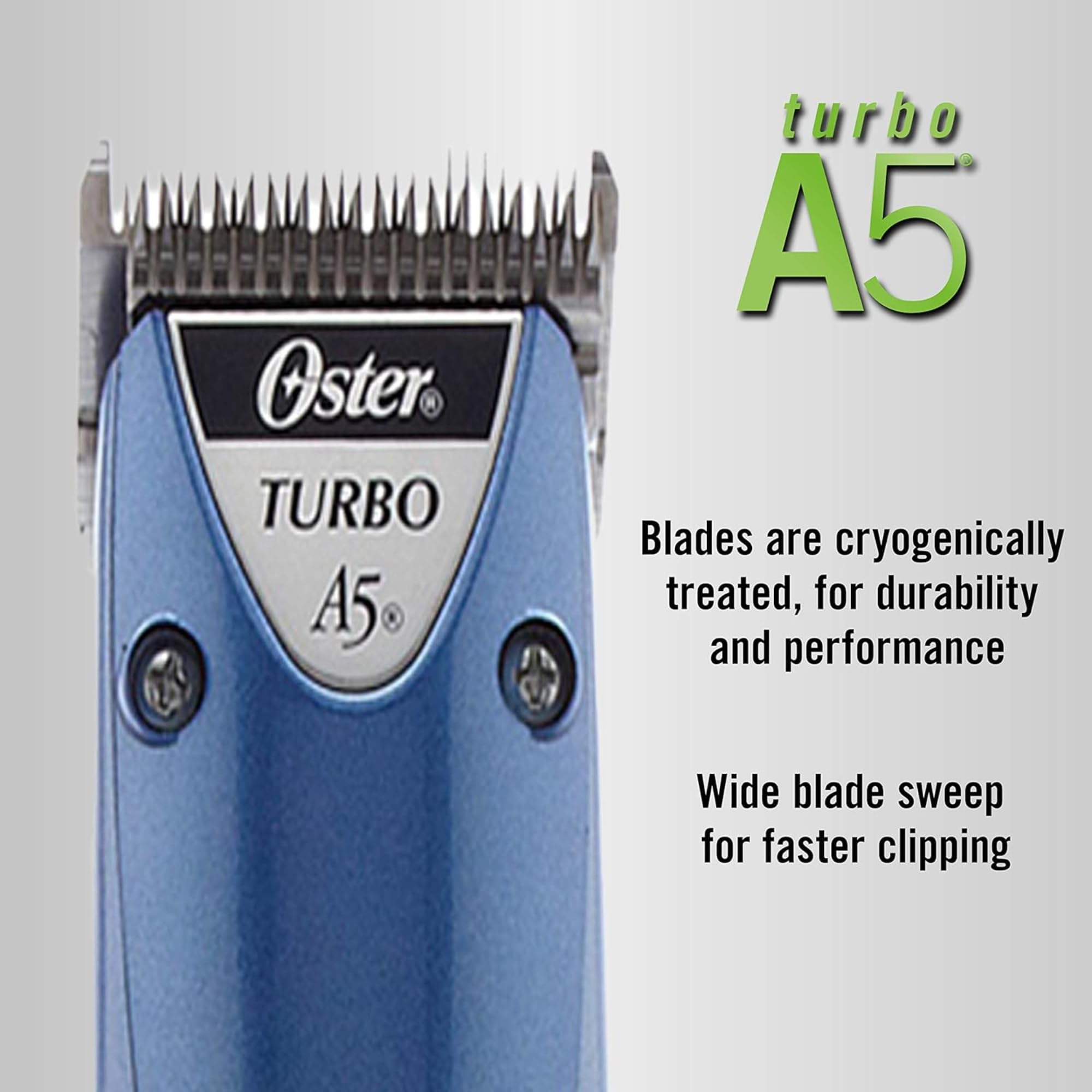 Oster Professional A5 Turbo with two-speed control for precise or fast pet clipping.