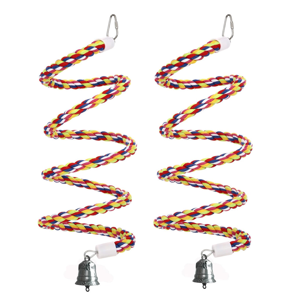 OSWINMART 2pcs 43-inch bird rope perch with bell for enrichment and exercise