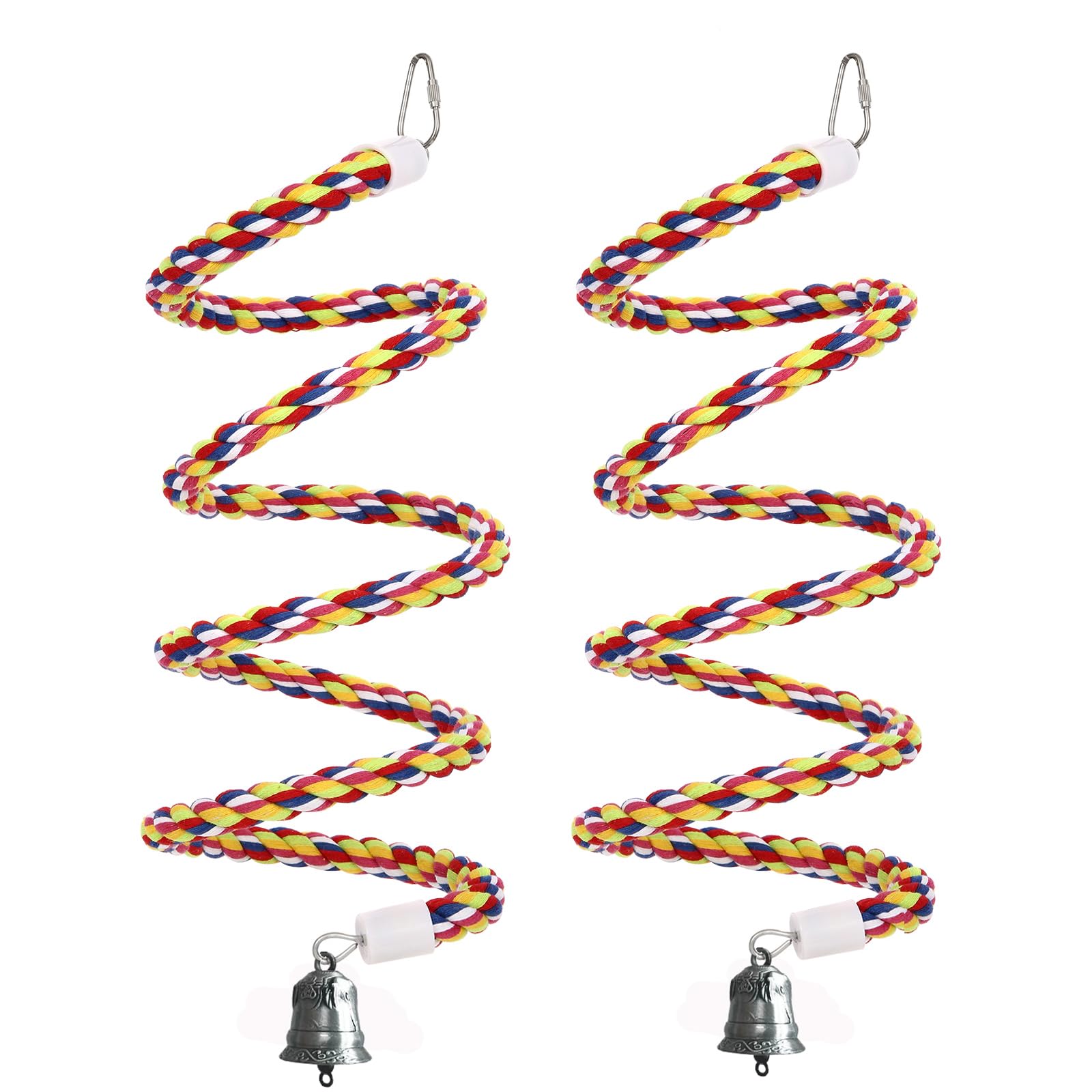 OSWINMART 63 inch cotton rope bird perch with bell for enrichment and climbing