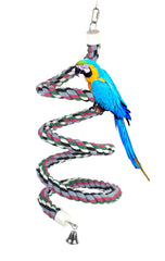 OSWINMART 94.4-inch cotton rope perch with bell for parrots promotes play and exploration